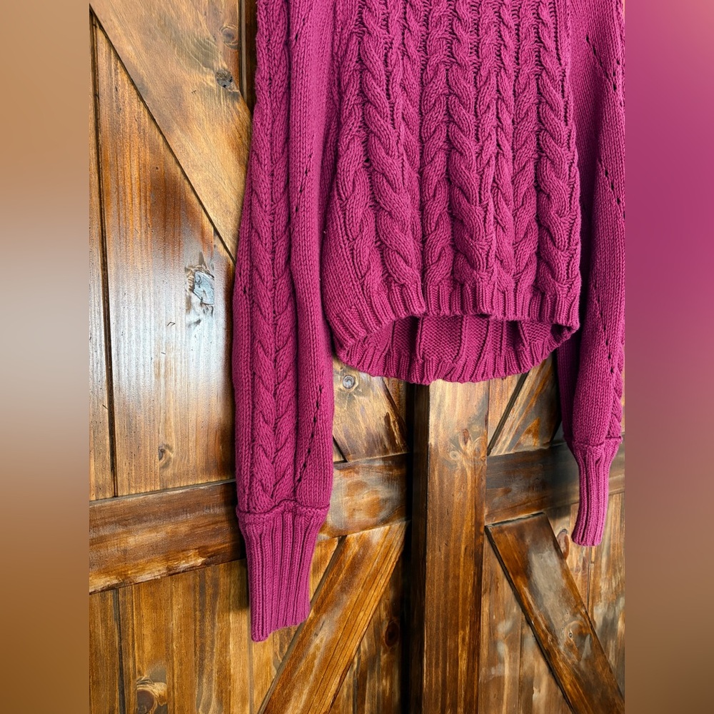 Free People Sandre Cable-Knit Pullover Sweater in Dreamy Mulberry 🤍✨ - Picture 7 of 7